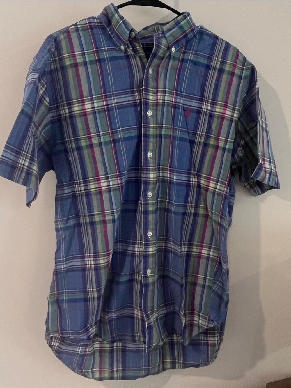 Ralph Lauren Blue Plaid Short-Sleeve Button-Down Shirt large men’s